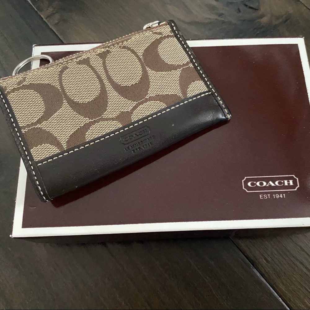 Vintage Coach Signature Canvas Key Chain Card Holder